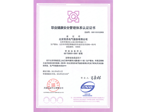 职业健康安全体系2011年